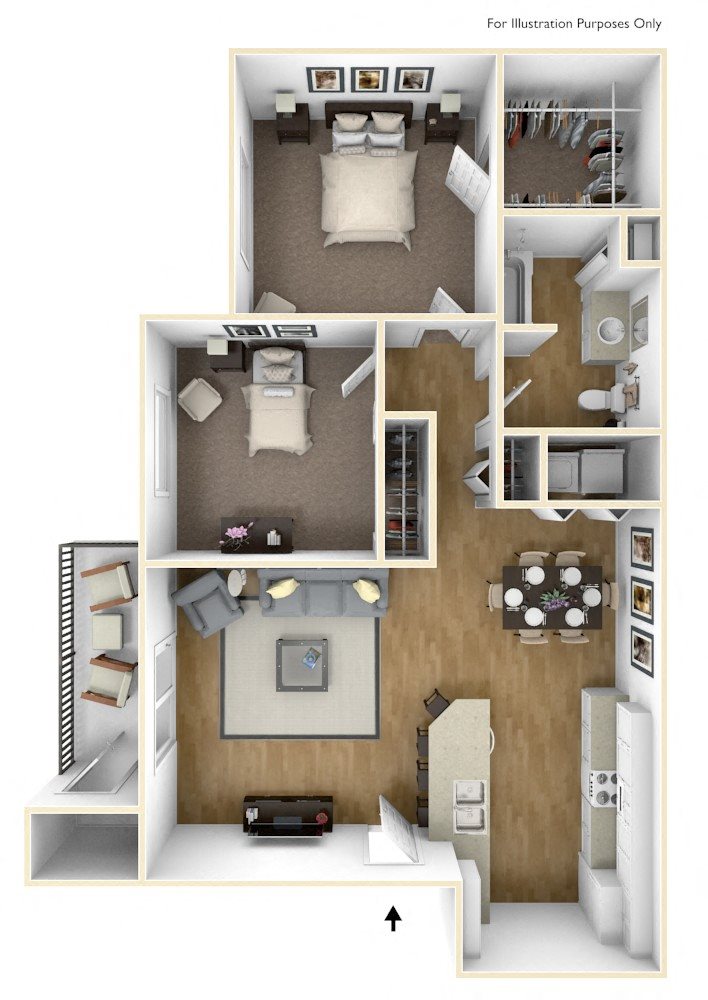 Two Bed One Bath A floor plan